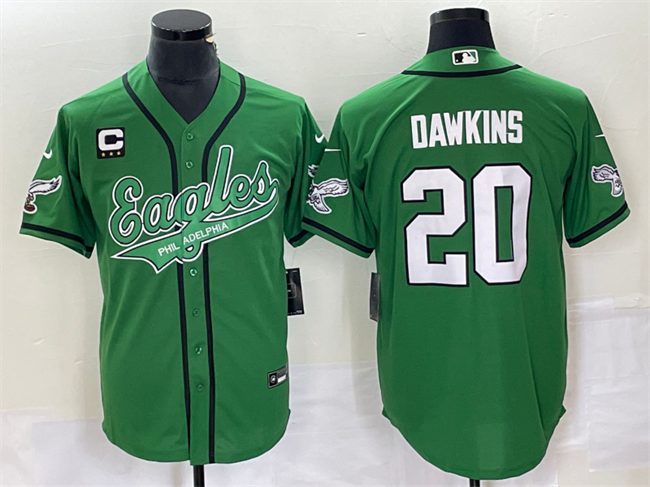Men's Philadelphia Eagles #20 Brian Dawkins Green With C Patch Cool Base Stitched Baseball Jersey Men's Philadelphia Eagles #20 Brian Dawkins Green With C Patch Cool Base Stitched Baseball Jersey